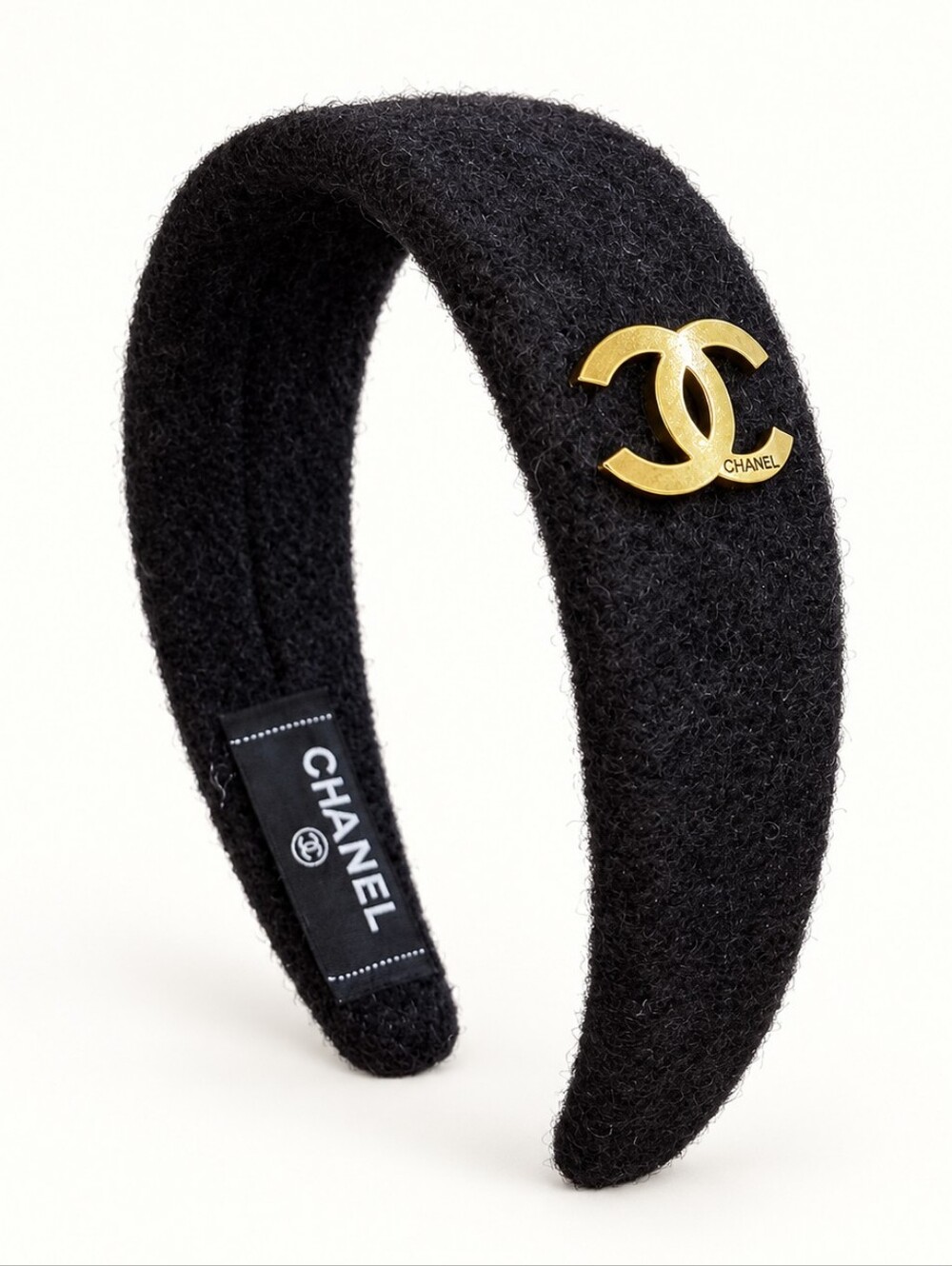 New Black Wool Padded CC Logo Headband
